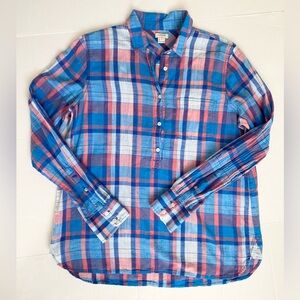 J.Crew Plaid Gauze Popover Shirt Size Small – Excellent Condition